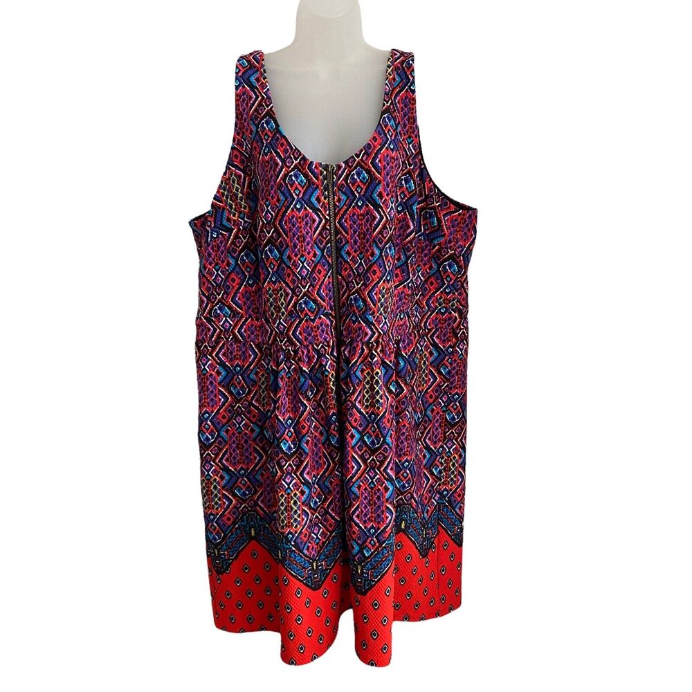City Chic Womens Plus Size 22 Sheath Dress Printed Tank Straps Exposed Zip